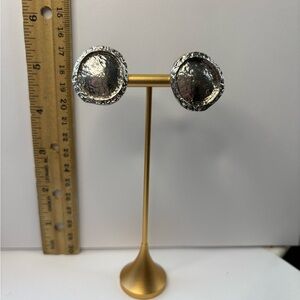 Silver Textured  Clip on Earrings